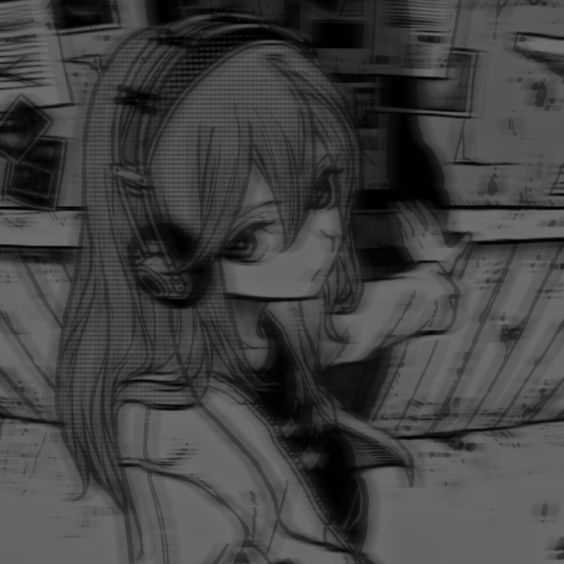 Avatar anime đen trắng mờ hình cô gái